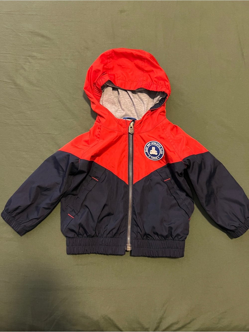 GAP Kids Hooded Coat - Red & Navy Size 6-12M